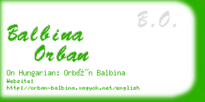 balbina orban business card